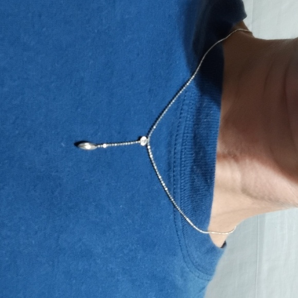 SALE! Genuine Platinum PT850 Necklace Hanging Diamond Platinum Bead 2.1g 40cm - Picture 5 of 14